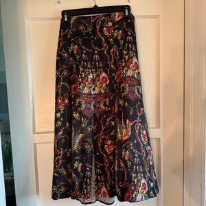 Maeve Skirt (Anthropologie Brand) Black with Multi Color Floral Background